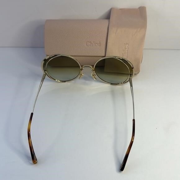 New Authentic Chloé CH 0037S 2343J3 - GOLD/ GREEN GRADIENT Round Sunglasses main image 13